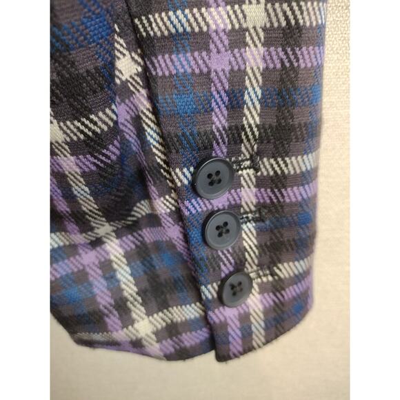 Torrid Blazer Womens 1X Purple Multi Plaid Double Knit Office Career Coat Jacket - Picture 8 of 10